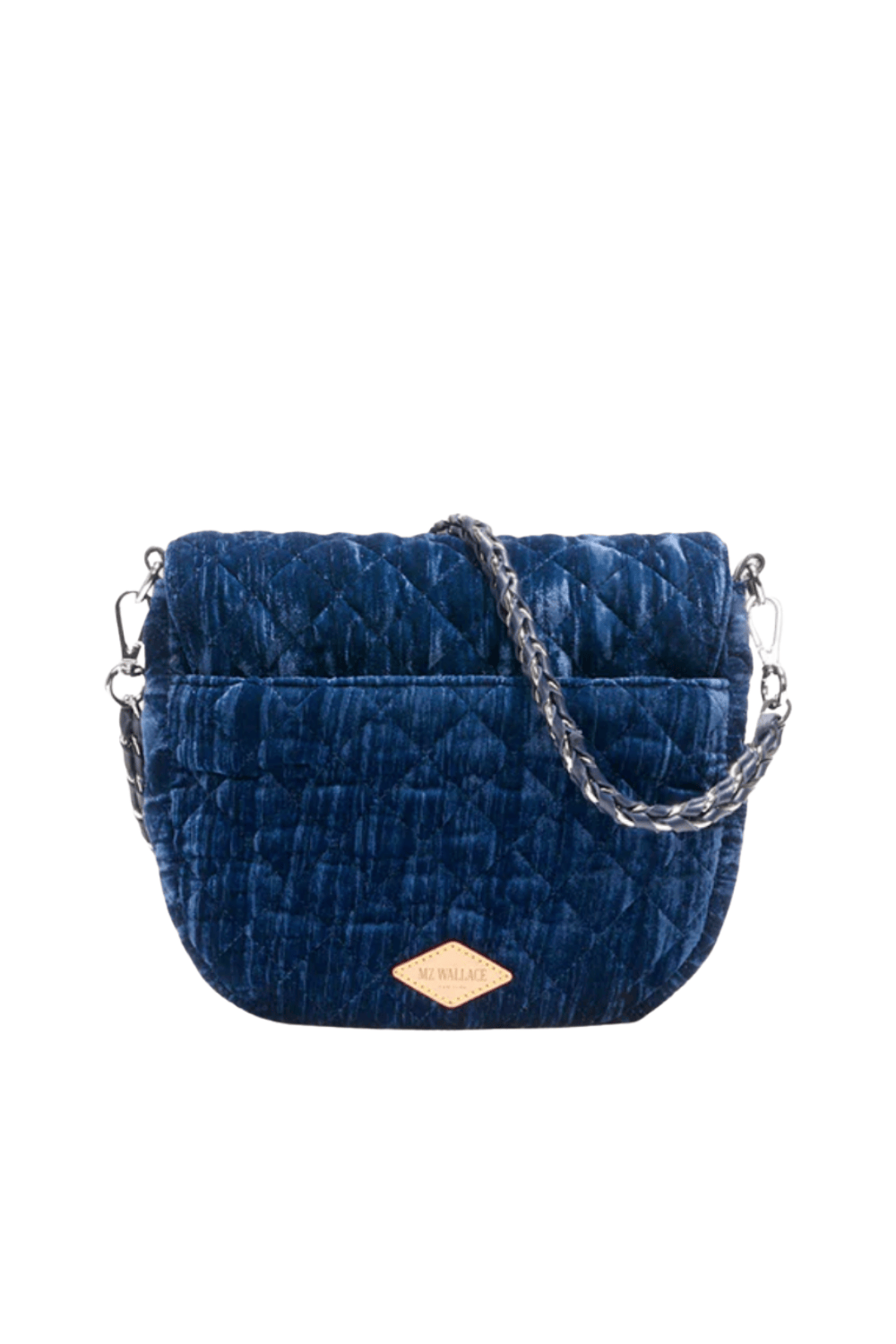 MZ Wallace Crosby Lock Midnight Velvet Saddle Bag