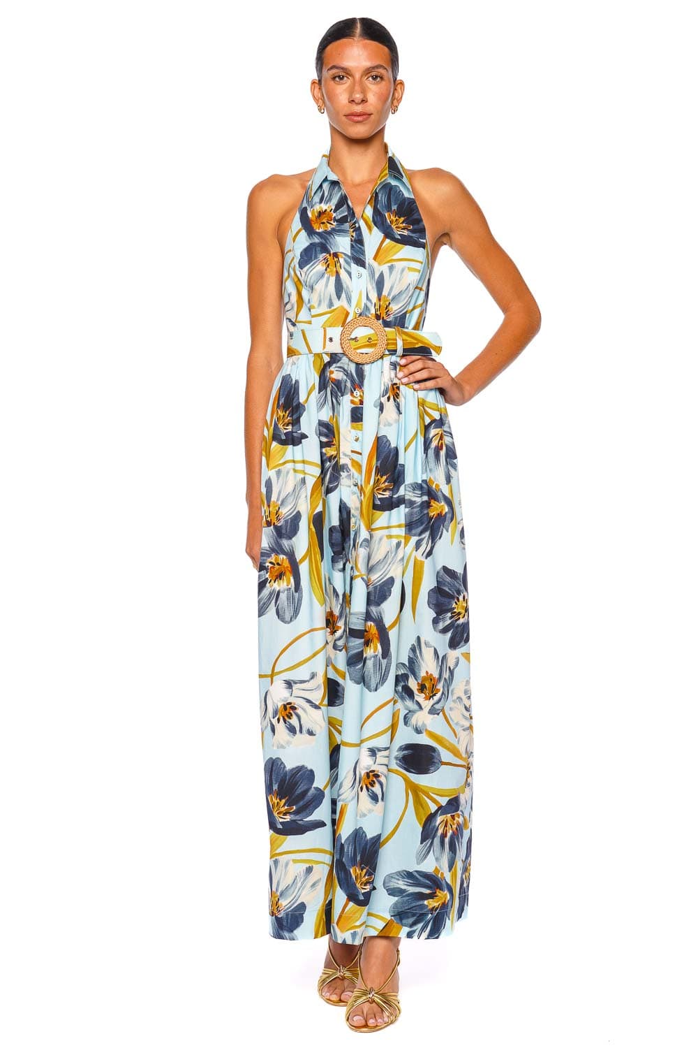 Cara Cara Quentin Marais Bloom Halter Maxi Dress