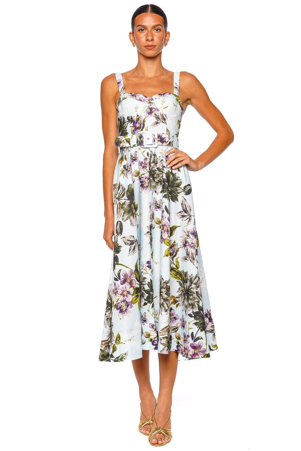 Cara Cara Calypso Margaux Bloom Bustier Linen Midi Dress