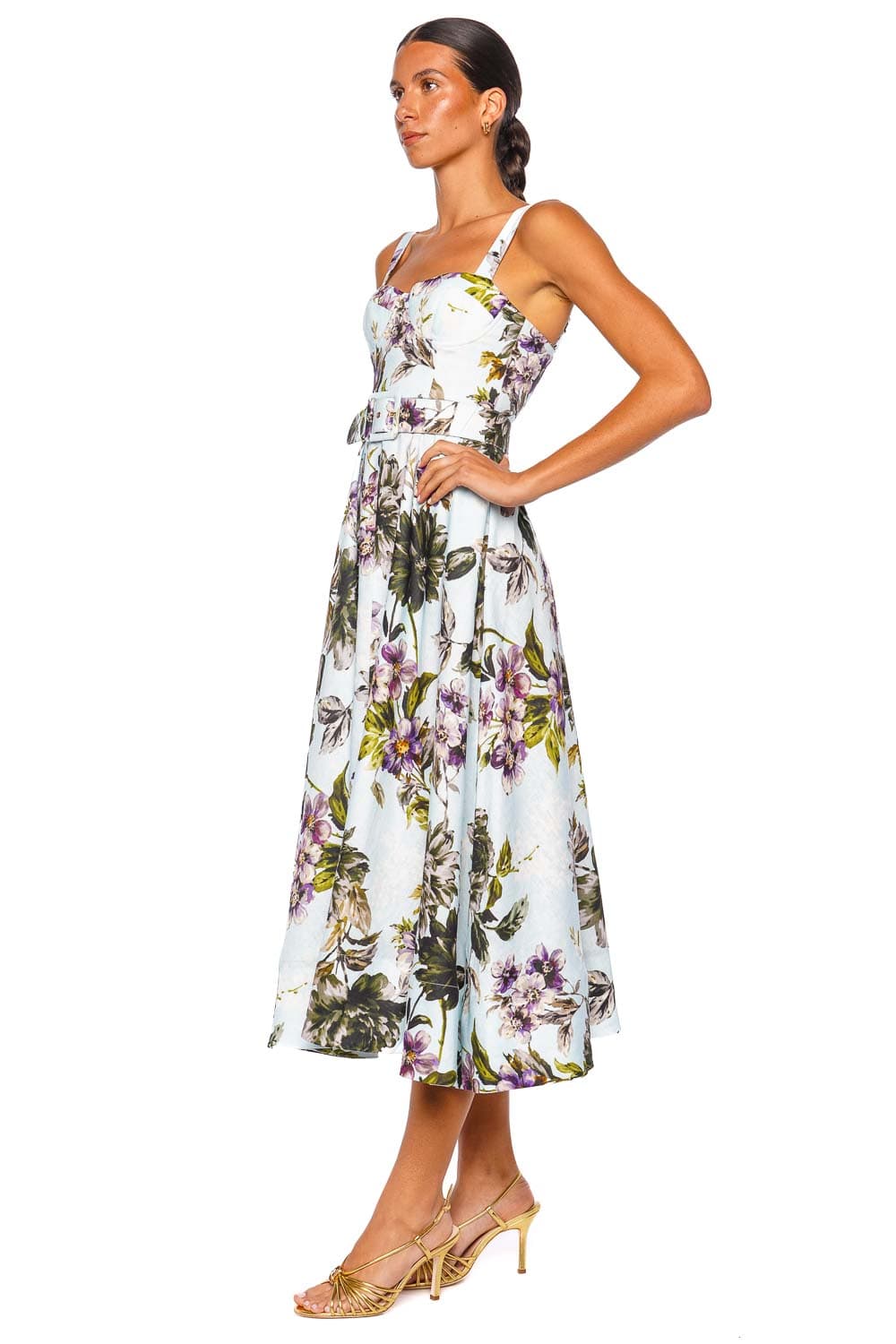 Cara Cara Calypso Margaux Bloom Bustier Linen Midi Dress