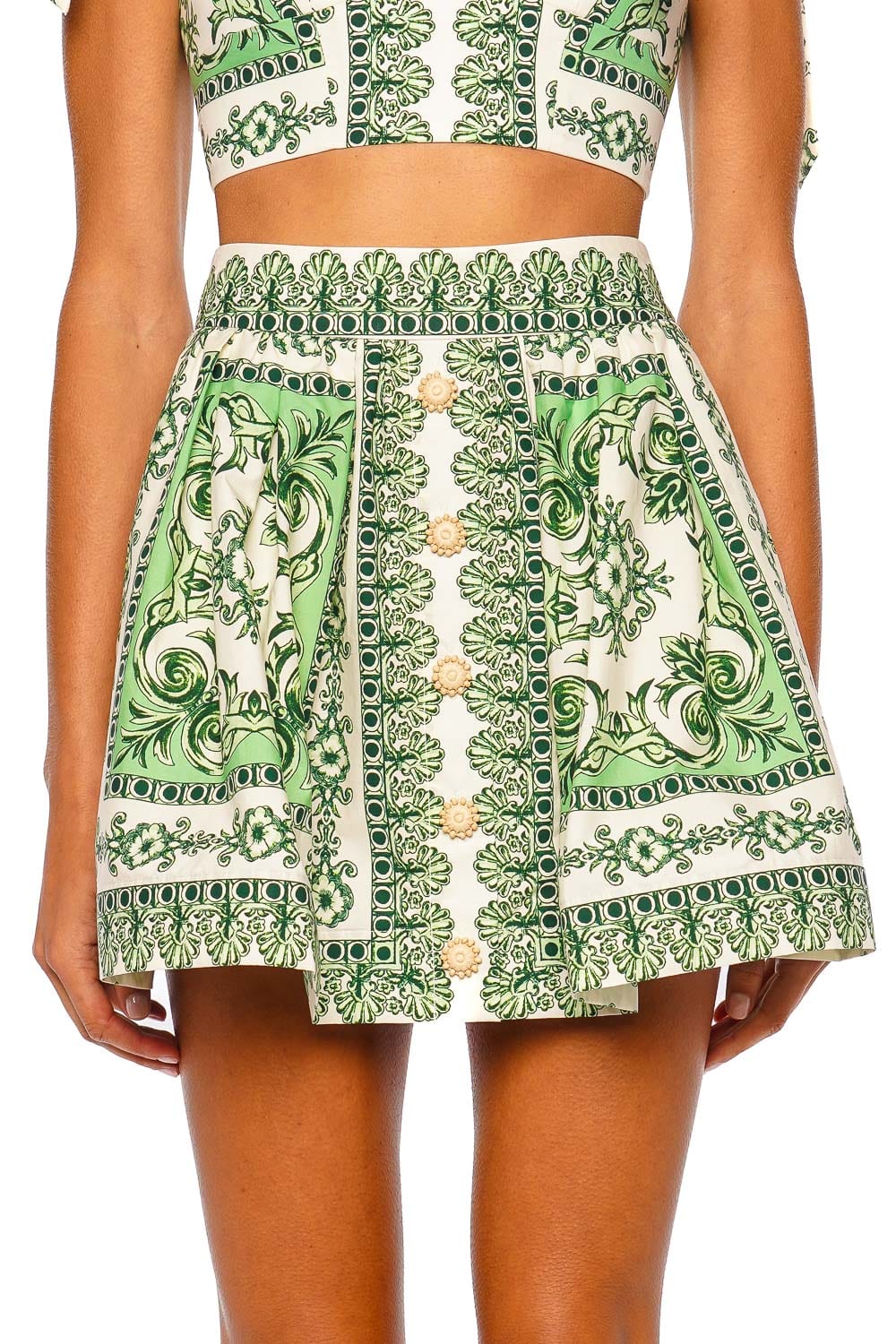 Cara Cara Betty Mint Scarf Flared Cotton Mini Skirt