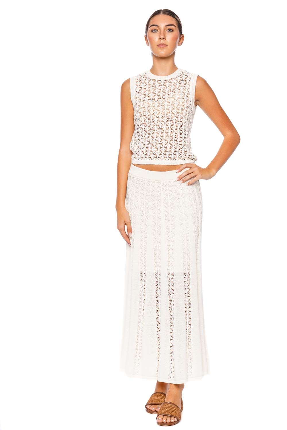 ZIMMERMANN Wylie Flared Knit Midi Skirt