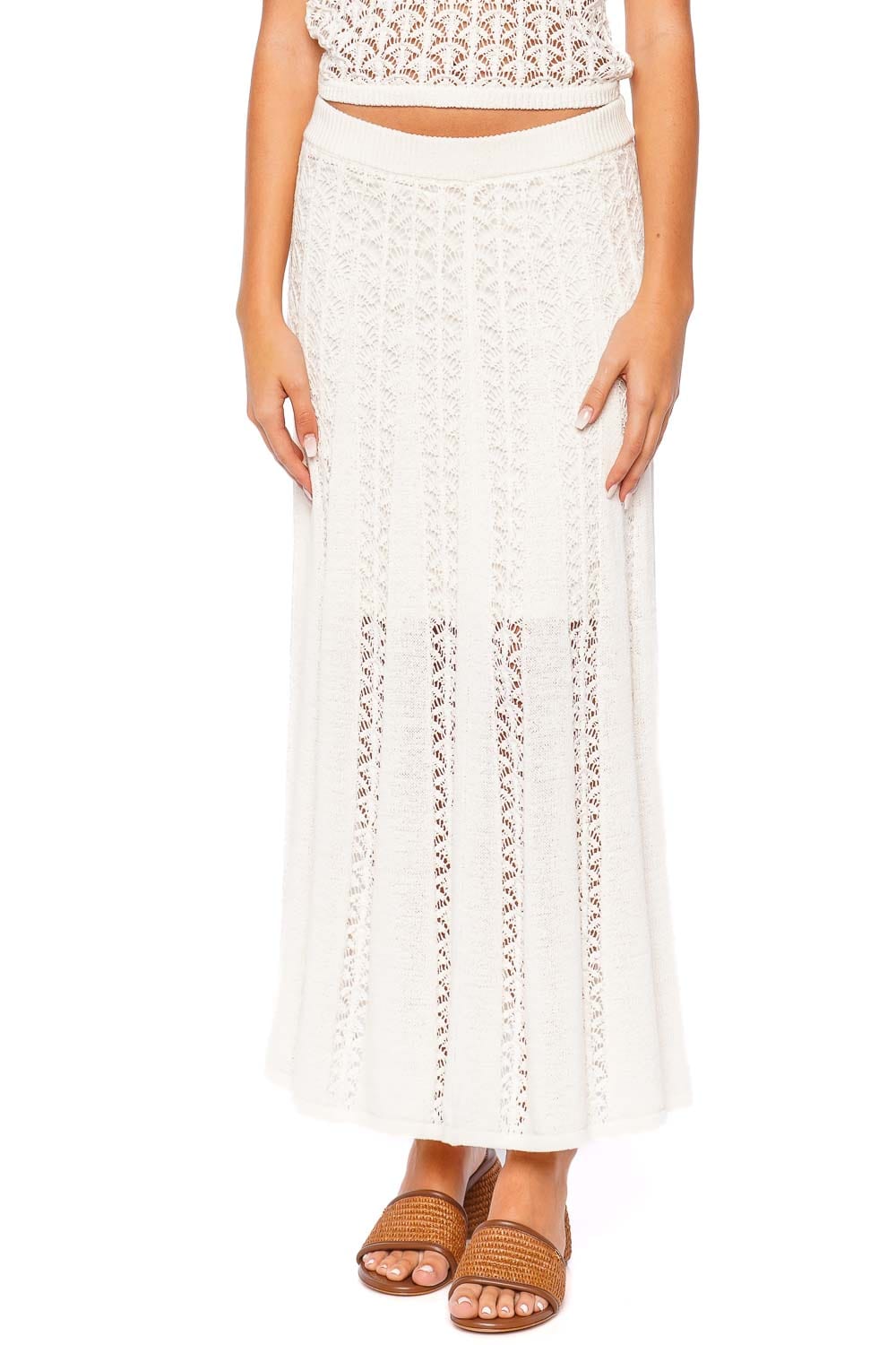 ZIMMERMANN Wylie Flared Knit Midi Skirt