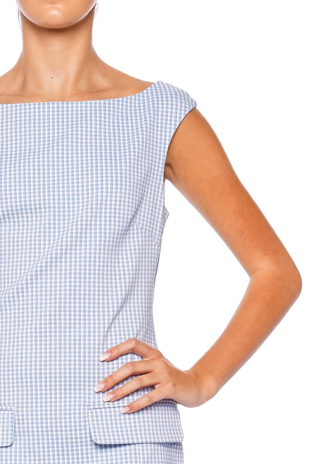 Staud Walker Sky Micro Check Mini Dress