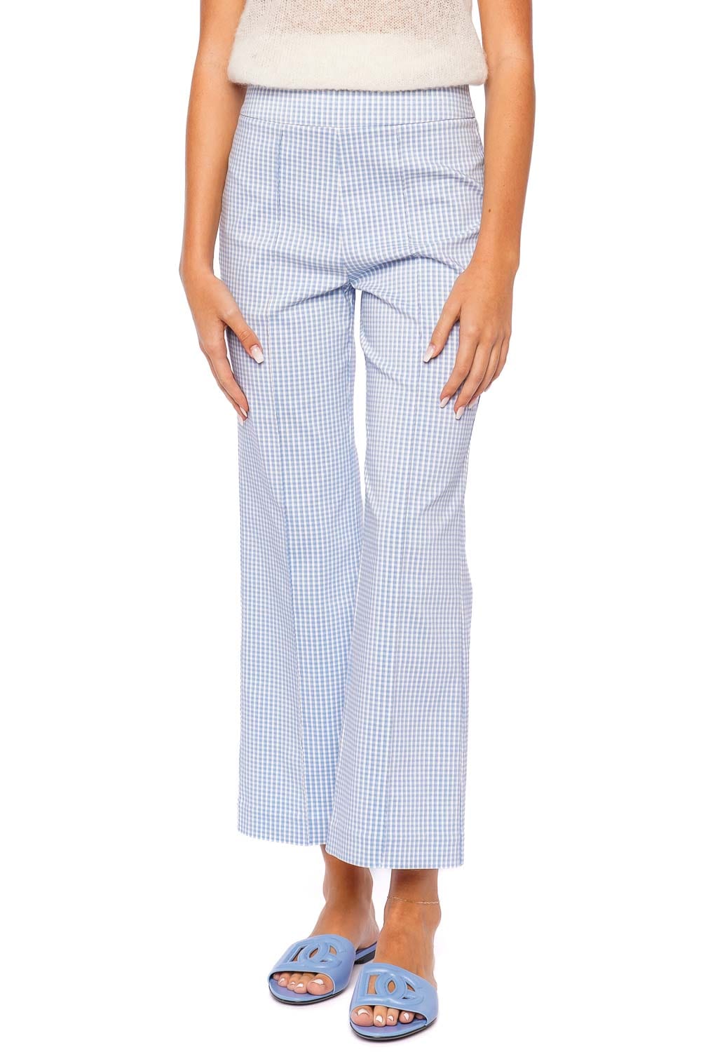 Staud Knack Sky Micro Check Ankle Pant