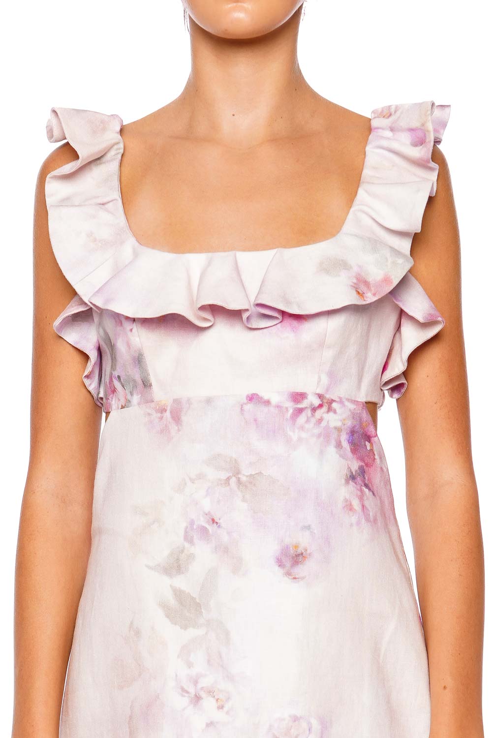 ZIMMERMANN Crush Pink Floral Frill Mini Dress