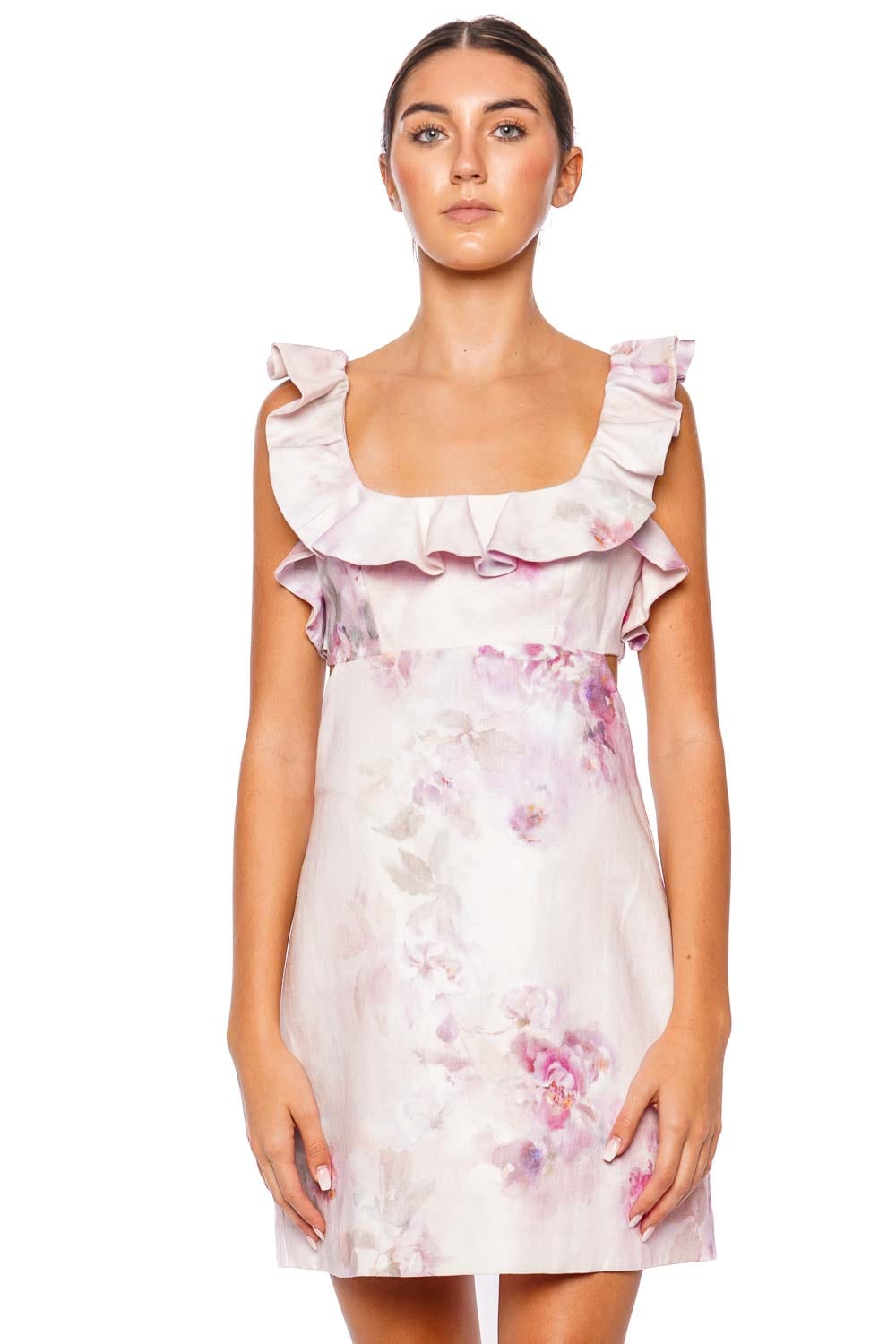 ZIMMERMANN Crush Pink Floral Frill Mini Dress