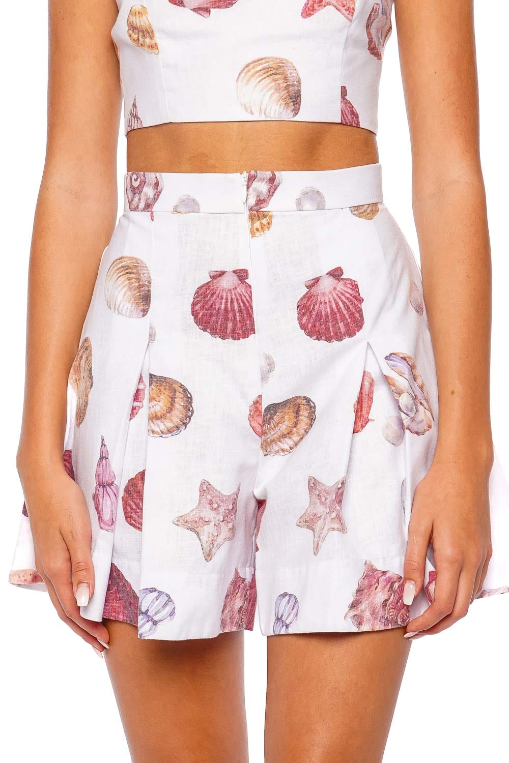 No Pise La Grama Perla Conchitas Pleated Linen Short