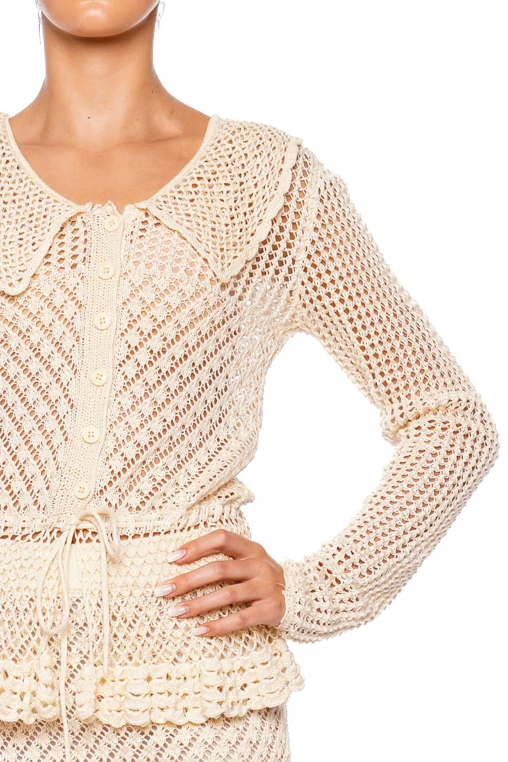 Staud Vienna Open Knit Drawstring Cardigan