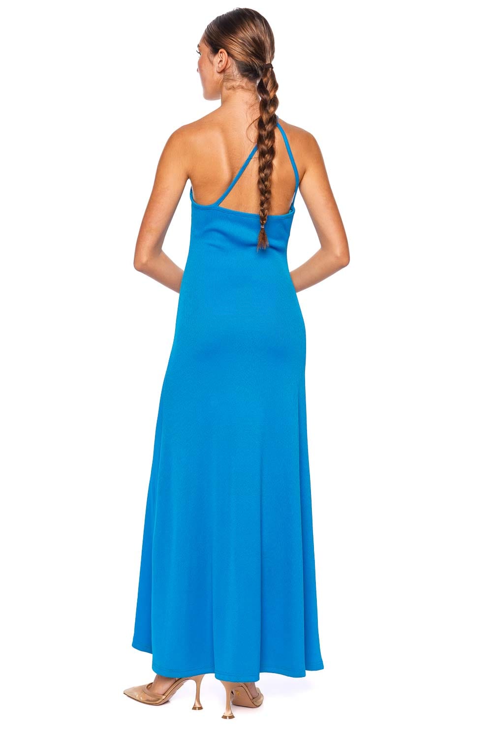 Christopher Esber Concave Stone Ribbed Knit Maxi Dress