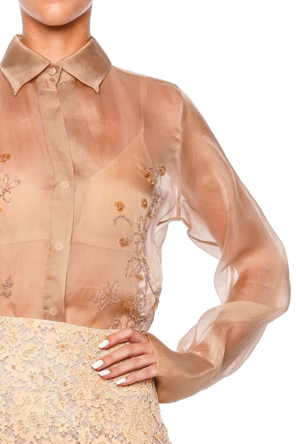 Francesca Miranda Aster Hand Embroidered Organza Blouse