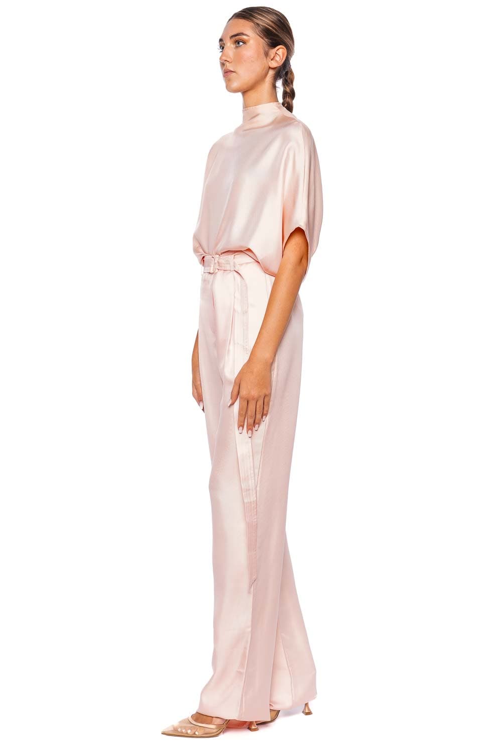 LAPOINTE Light Pink Silky Twill Cape Tee