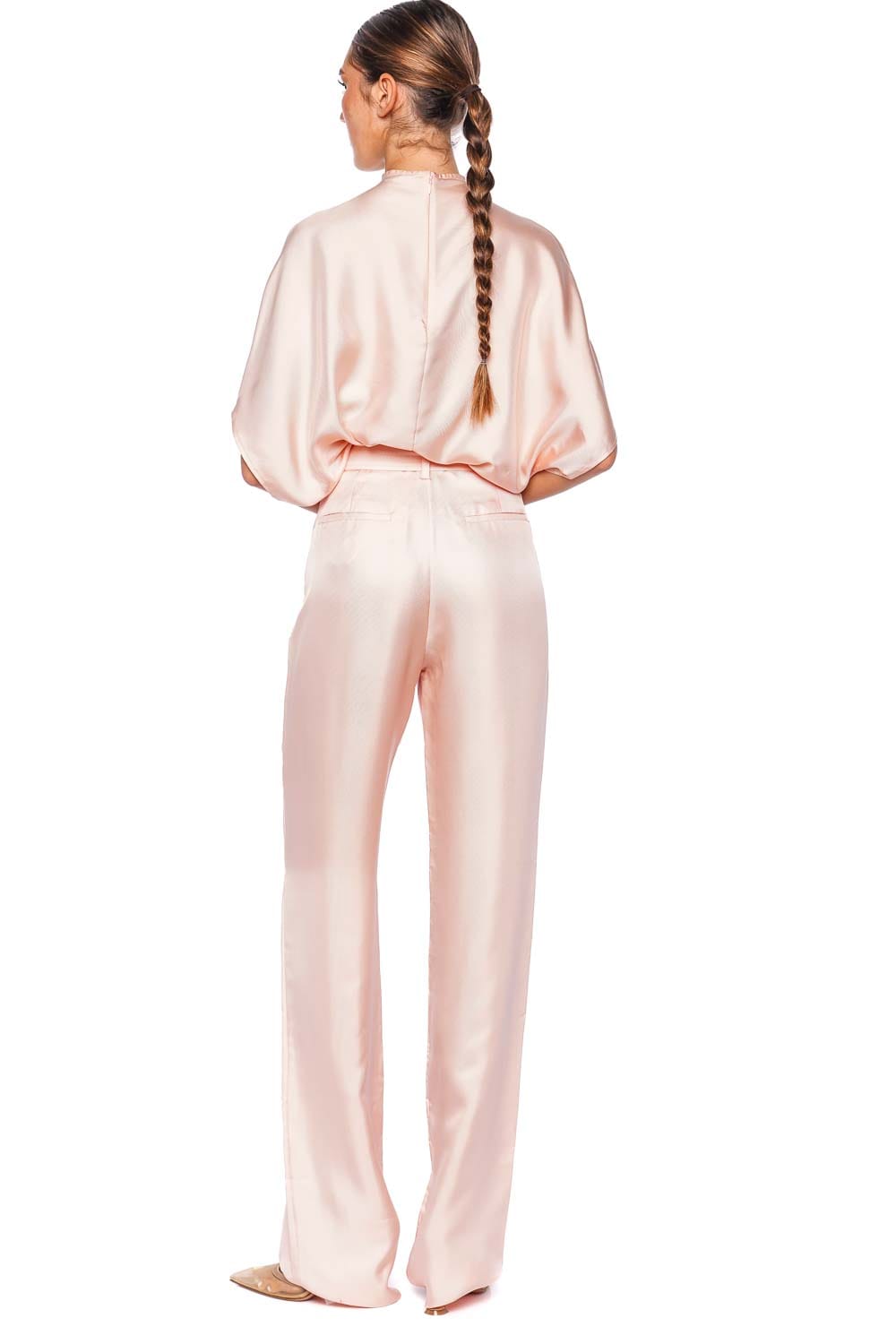 LAPOINTE Light Pink Silky Twill Belted Pant