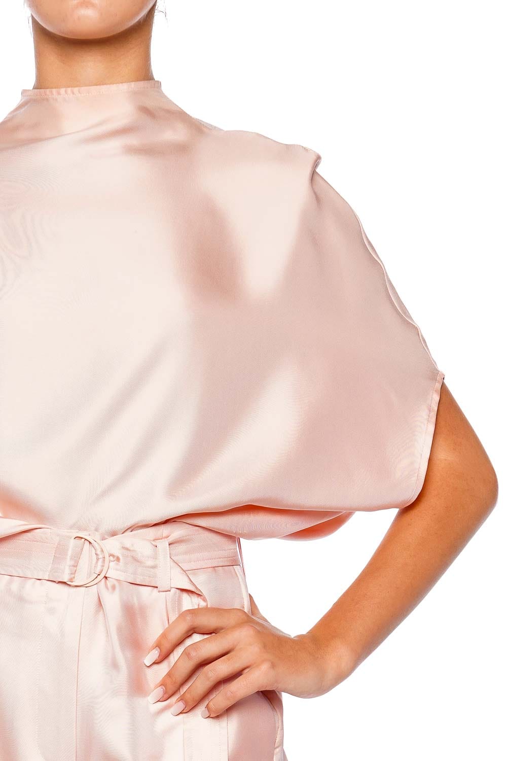 LAPOINTE Light Pink Silky Twill Cape Tee