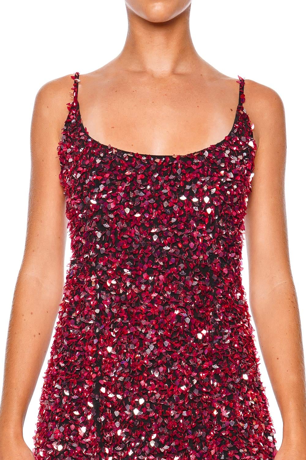 Leslie Amon Romy Red Sequin Open Back Mini Dress