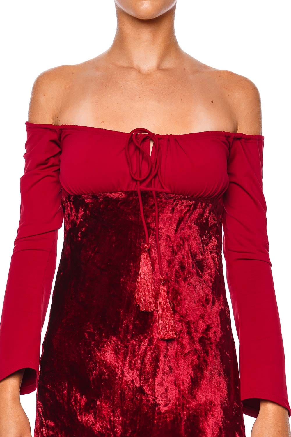 Leslie Amon Margot Off Shoulder Velvet Mini Dress