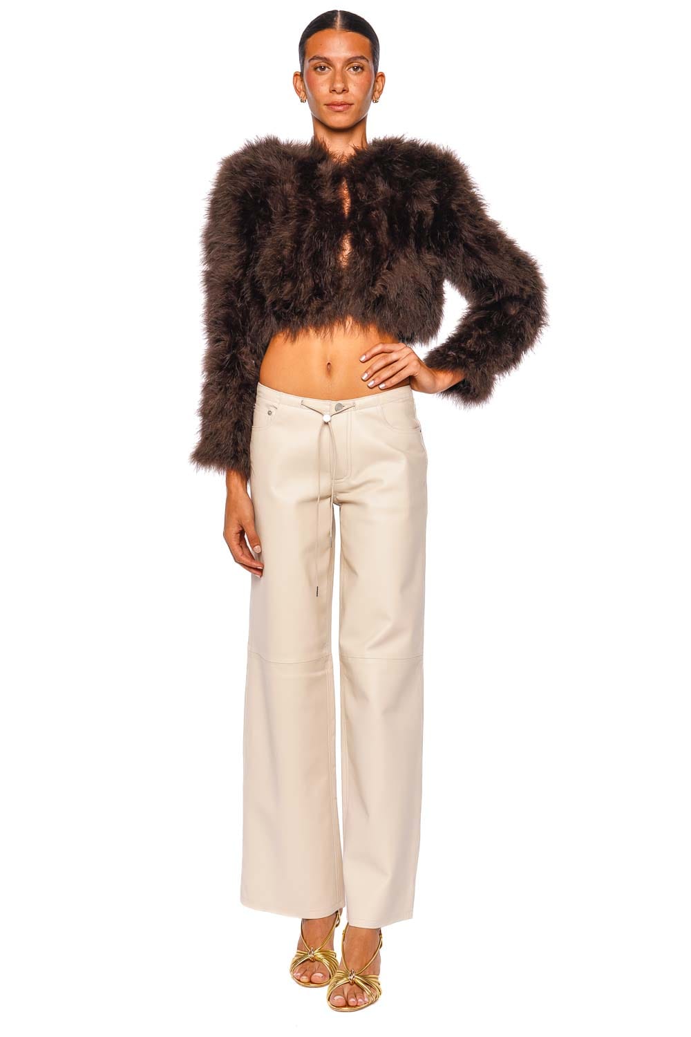 Bubish Manhattan Chocolate Feathered Crop Jacket