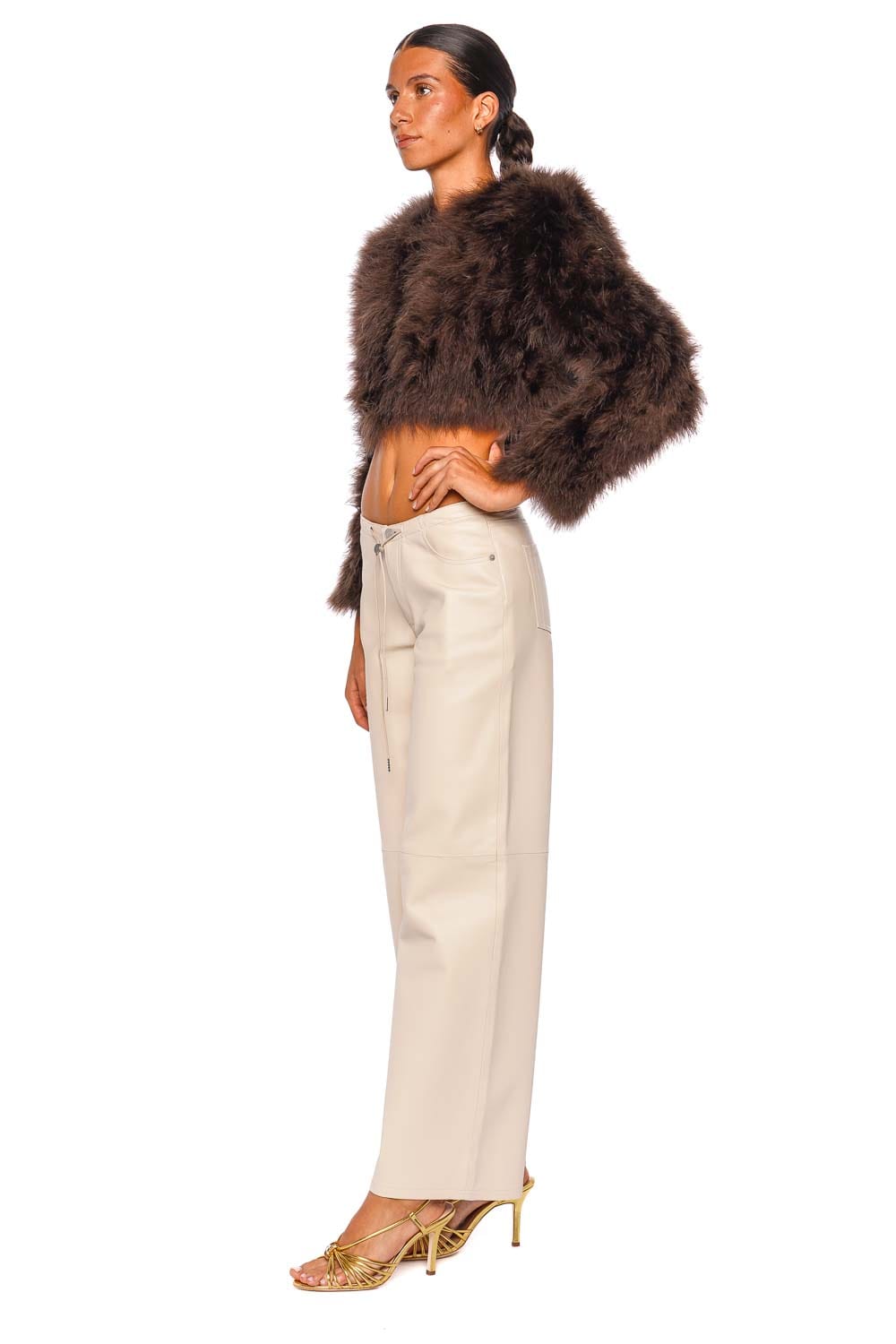 Bubish Manhattan Chocolate Feathered Crop Jacket