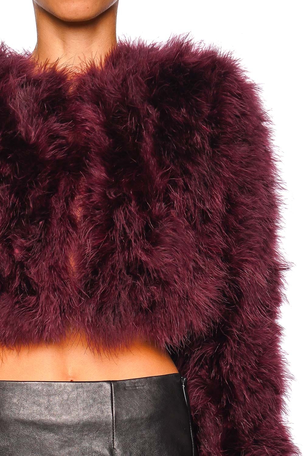 Bubish Manhattan Wine Feathered Crop Jacket