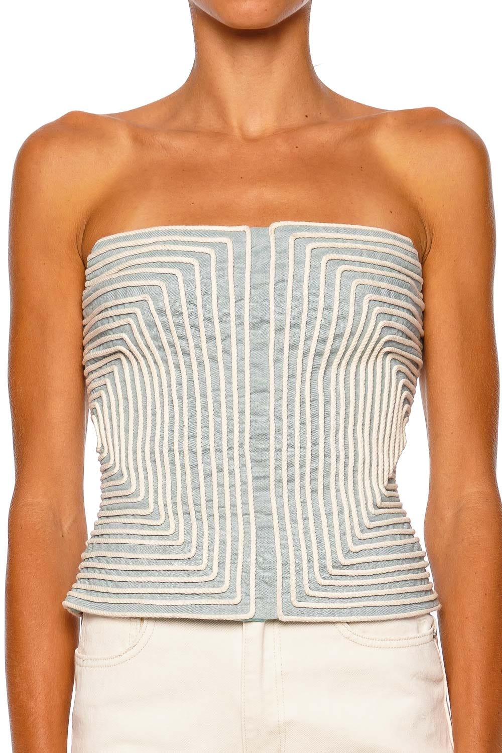 Andres Otalora Nyota Alma Embroidered Strapless Top