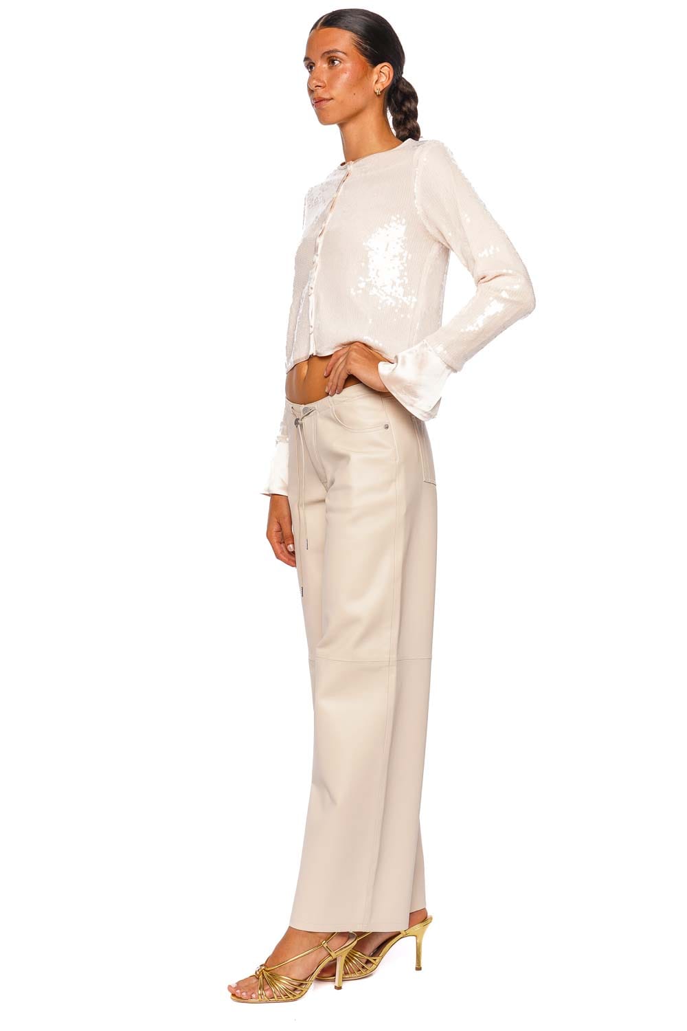 Bubish Nadine Pale Pink Long Sleeve Sequin Top