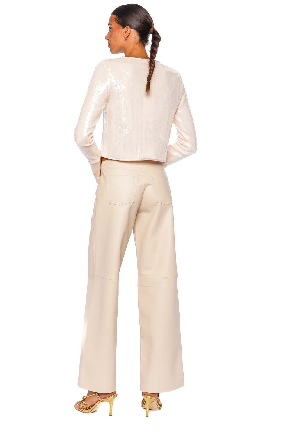 Bubish Nadine Pale Pink Long Sleeve Sequin Top