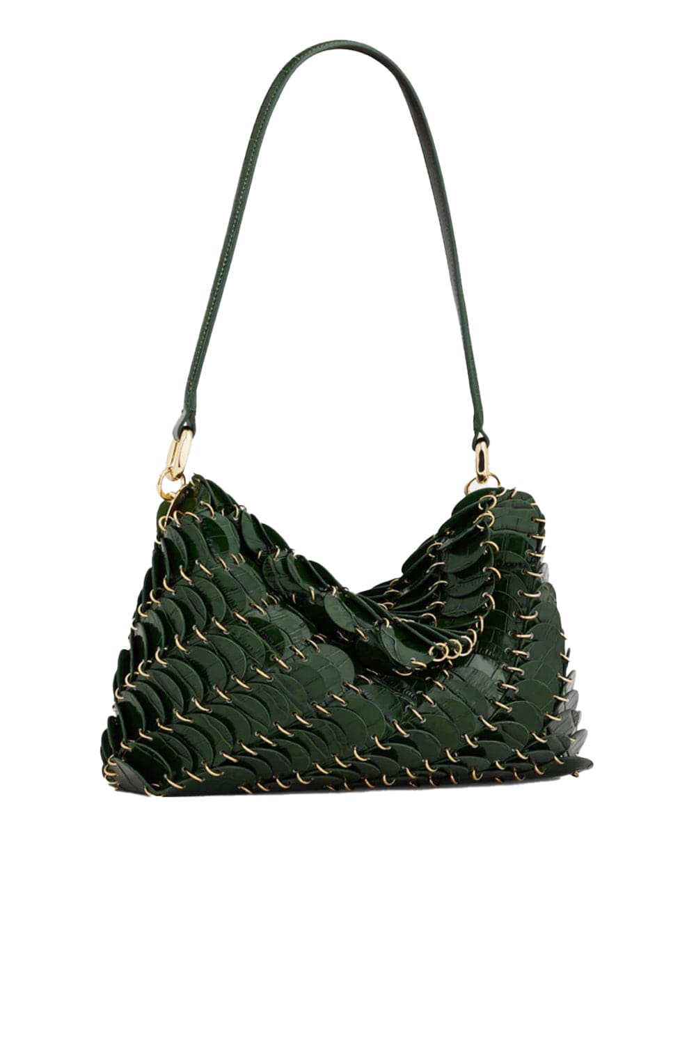 Rabanne Green Leather Disc Shoulder Bag