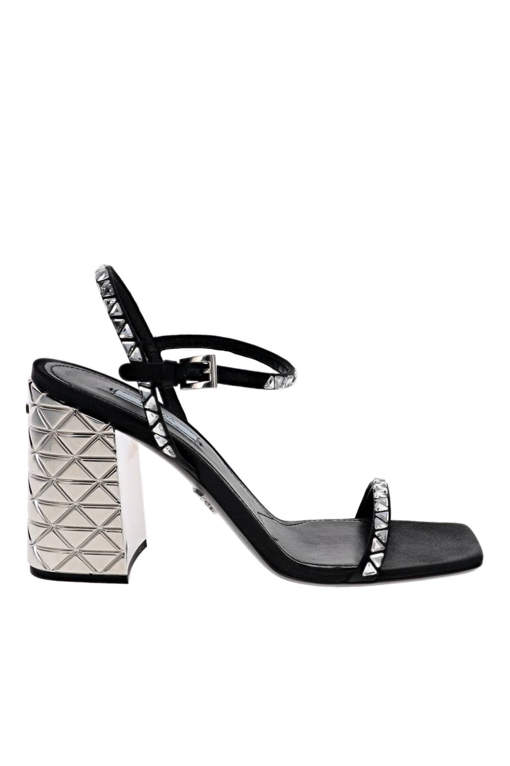 Lola's Closet Prada Glow Black Geometric Block Heel Sandals