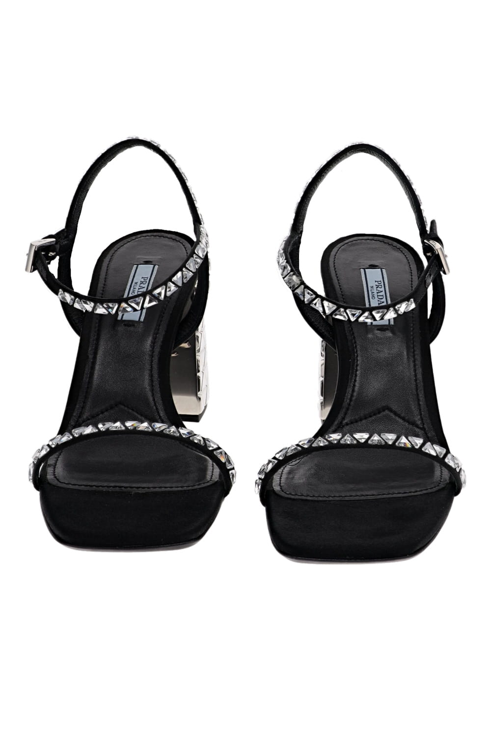 Lola's Closet Prada Glow Black Geometric Block Heel Sandals