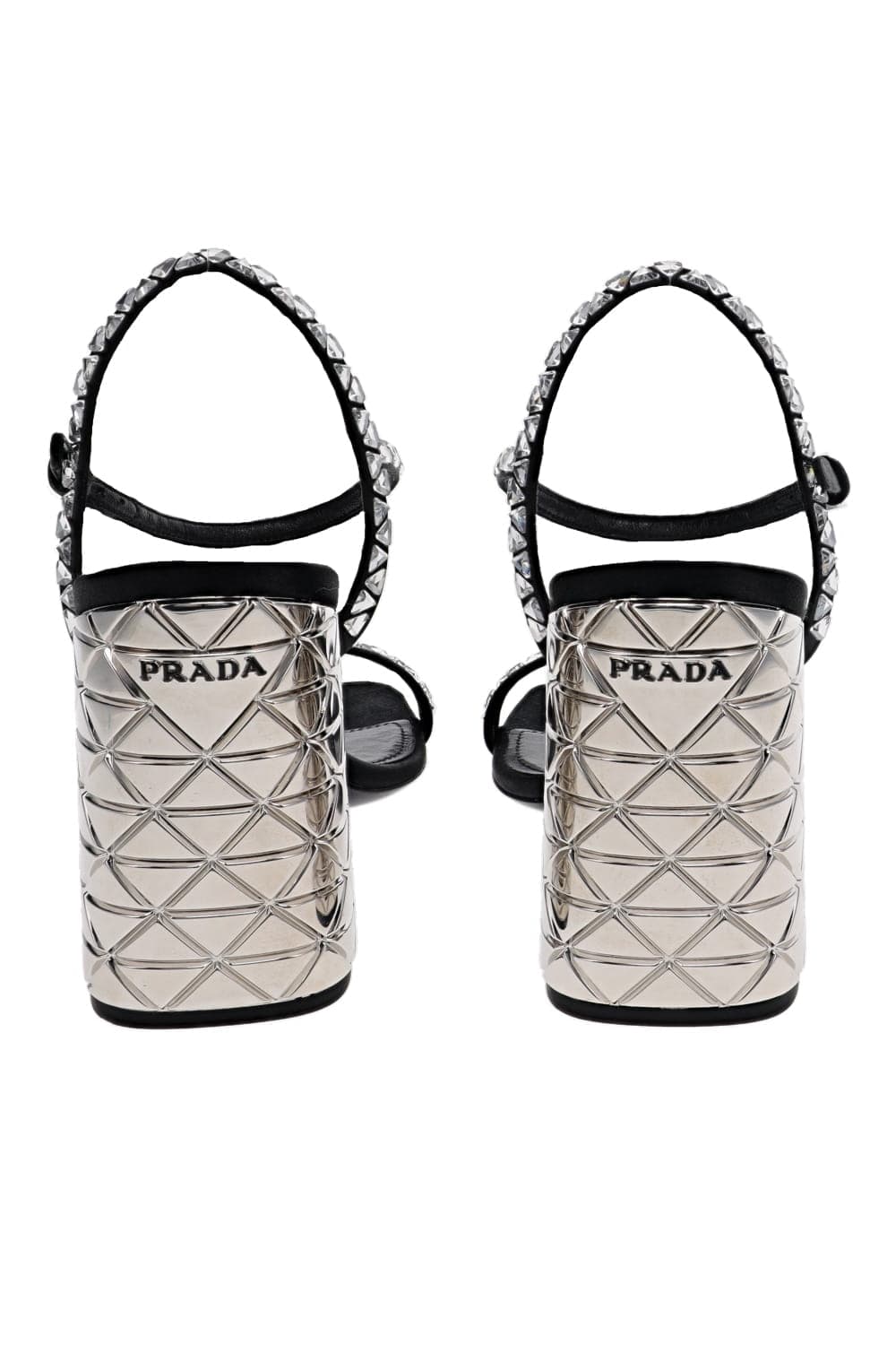 Lola's Closet Prada Glow Black Geometric Block Heel Sandals