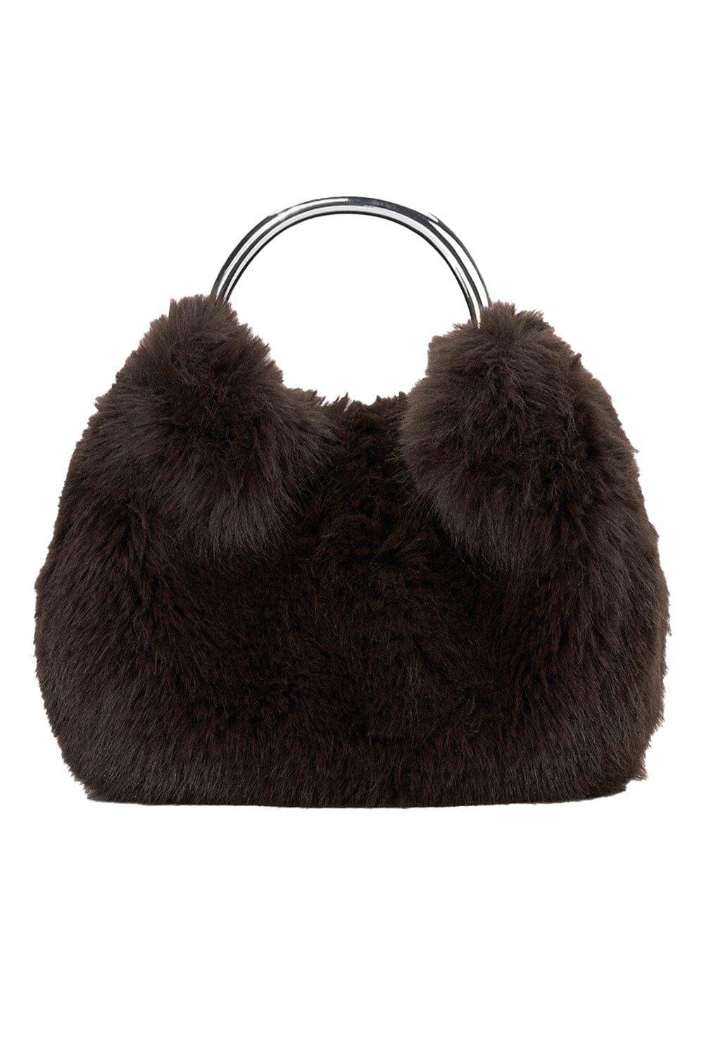 Staud Romeo Espresso Faux Fur Top Handle Bag