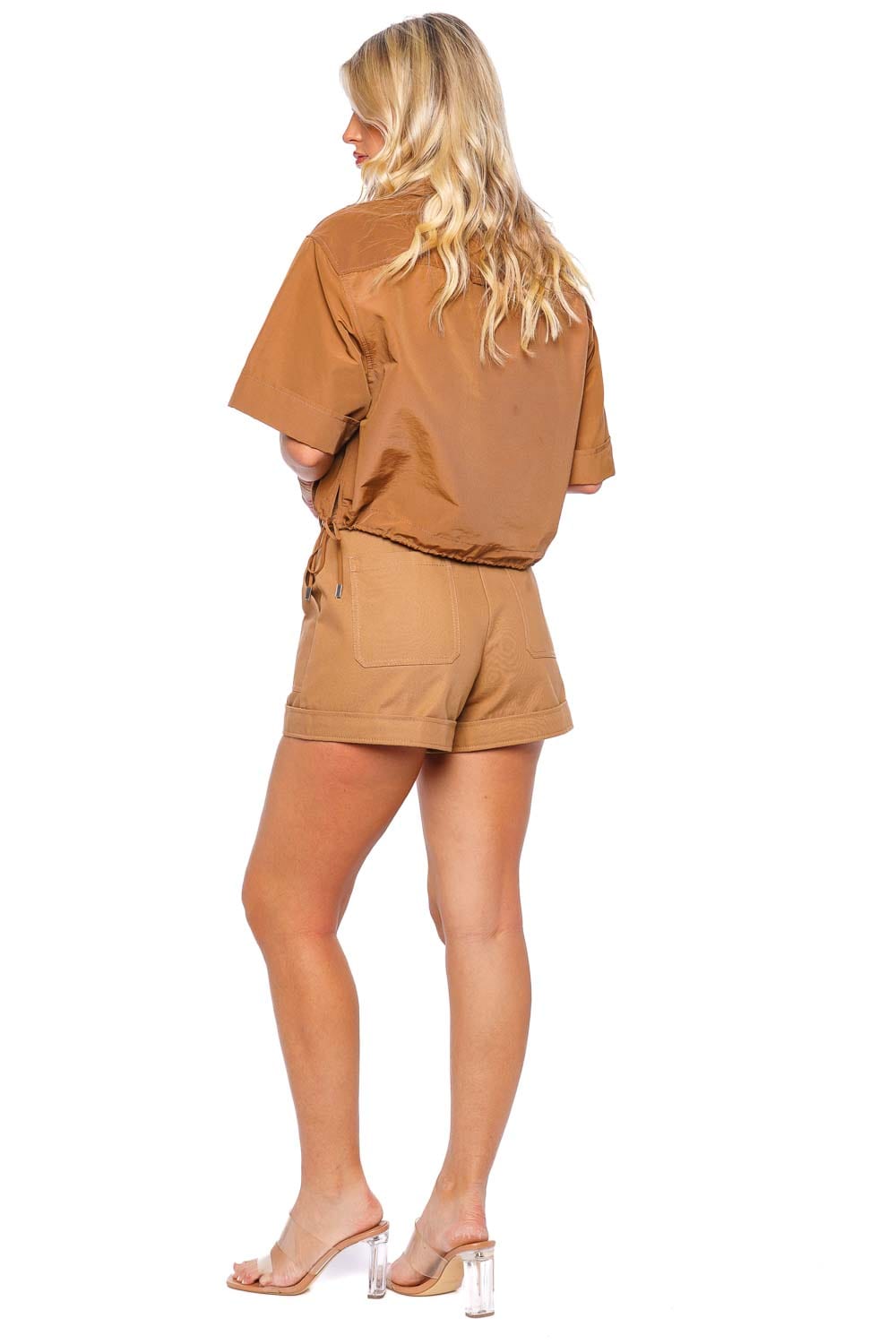 SIMKHAI Lourie Hickory Belted Canvas Shorts