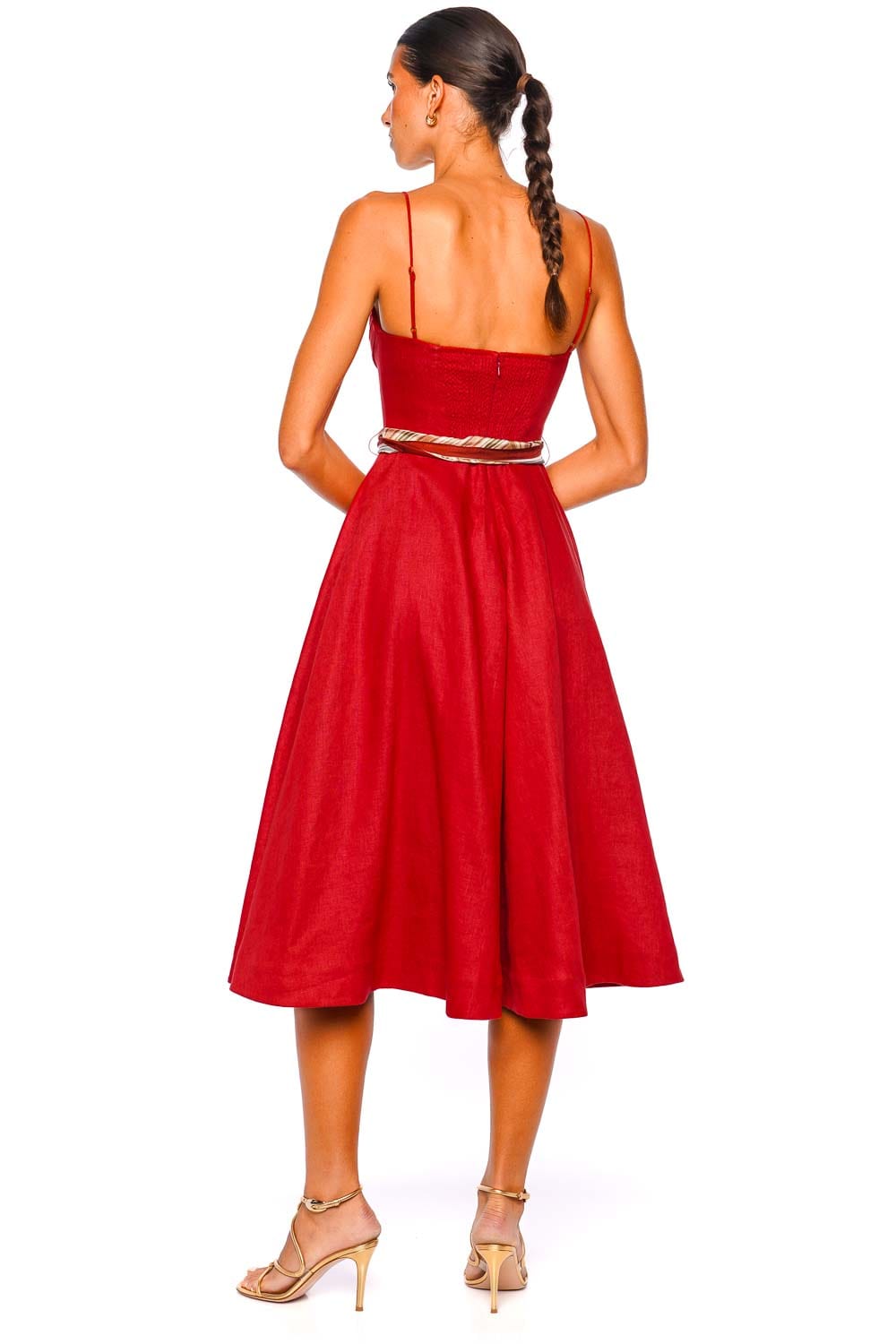 ZIMMERMANN Rebellion Tuck Scarf Linen Midi Dress