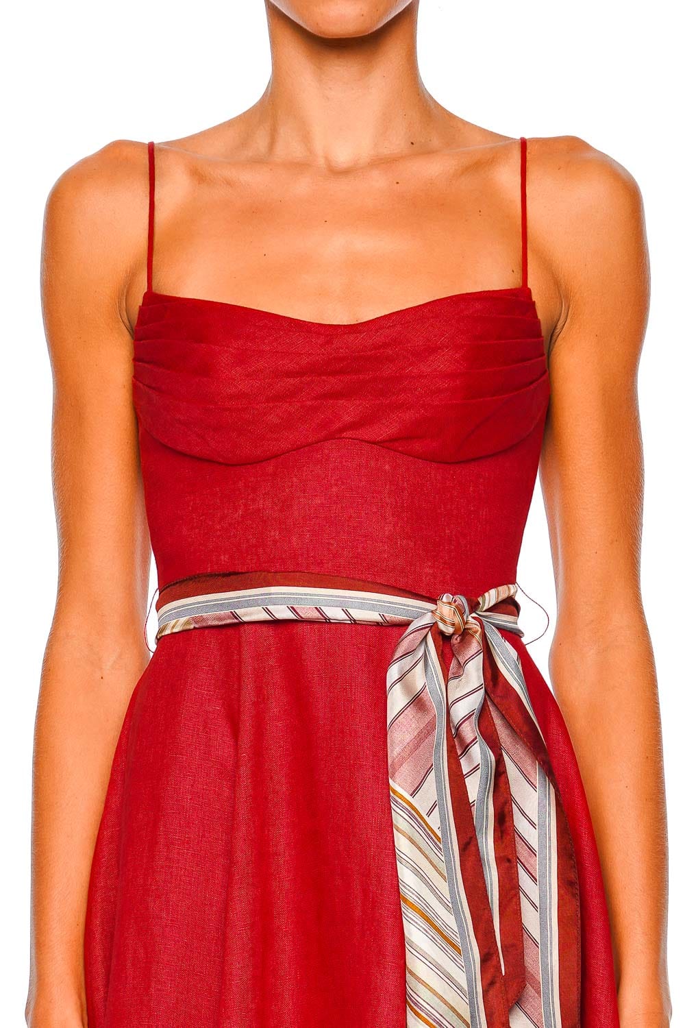 ZIMMERMANN Rebellion Tuck Scarf Linen Midi Dress
