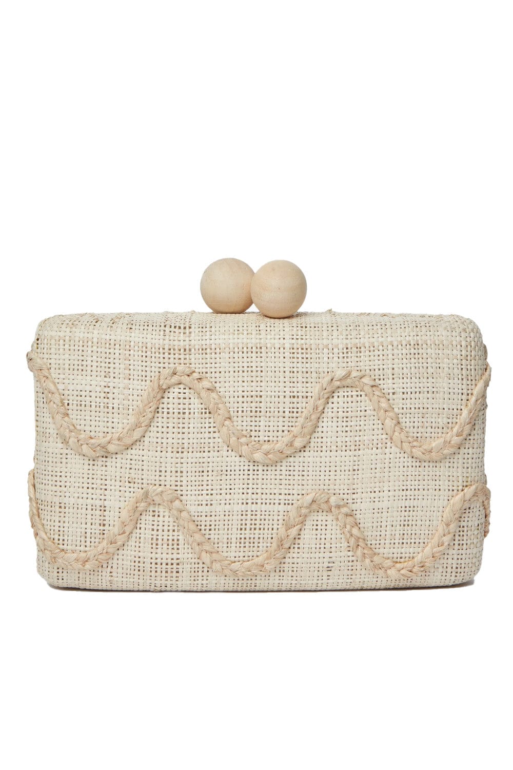 KAYU Thierra Embroidered Natural Straw Clutch