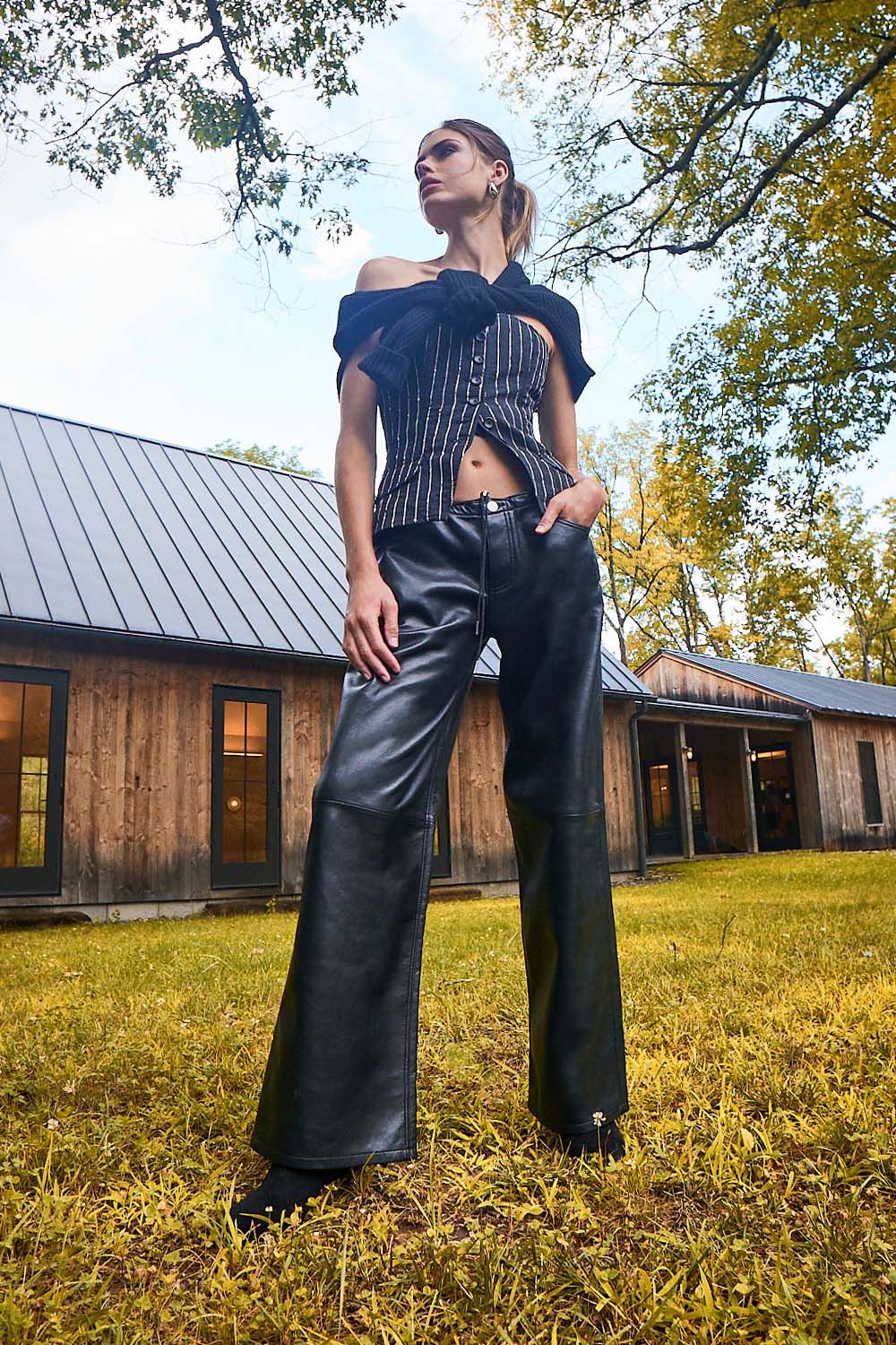 Still Here Cool Black Leather Low Rise Jean
