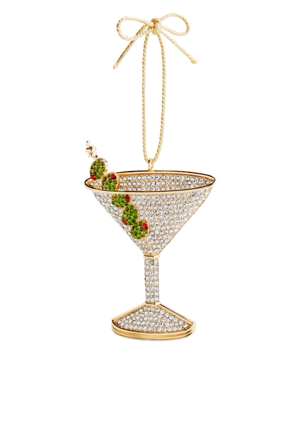 BaubleBar Pitted and Poured Crystal Martini Ornament Clear Green