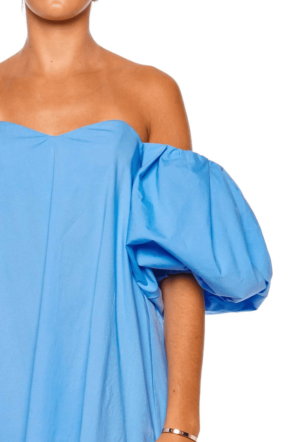 Caroline Constas Palmer Ultramarine Off Shoulder Puff Sleeve Gown