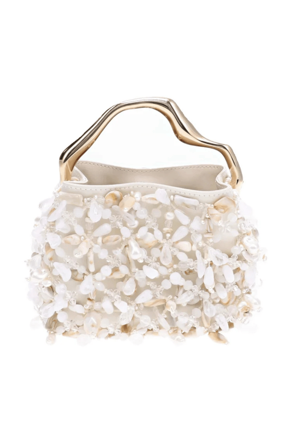 Cult Gaia Solene Mini Off White Embellished Top Handle Bag