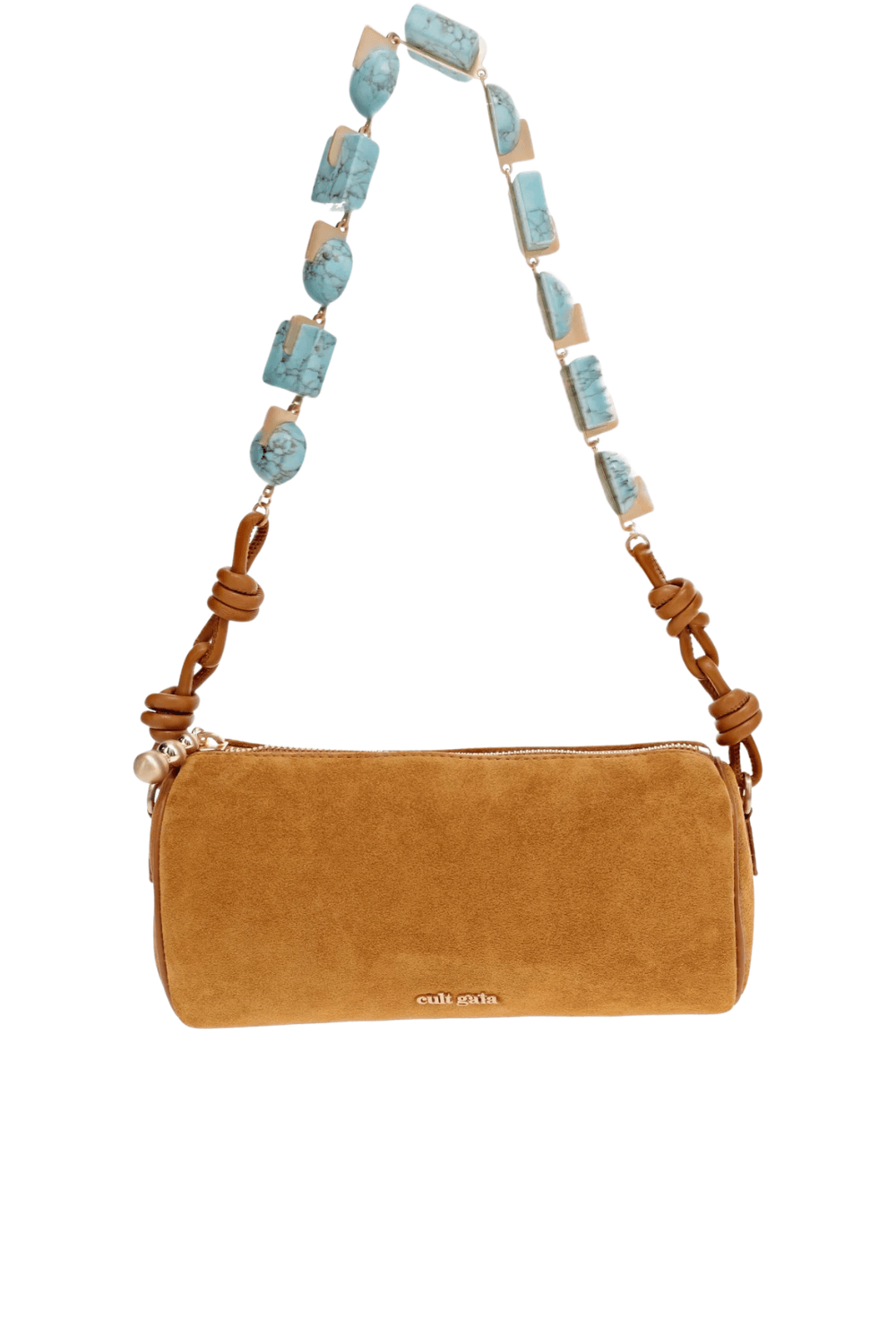 Cult Gaia ZOZINA Toasted Caramel Suede Shoulder Bag