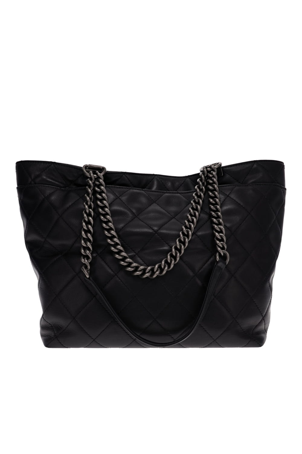 Lola's Closet Black Quilted Chain Tote