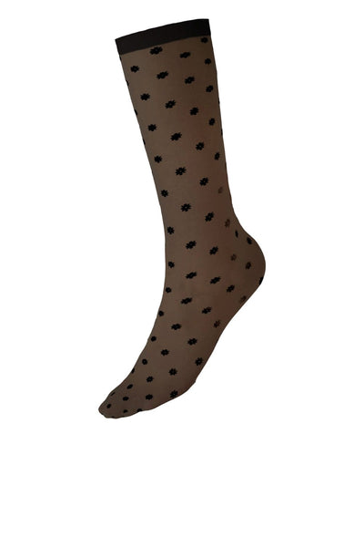 Daisy Patterned Black Sheer Socks