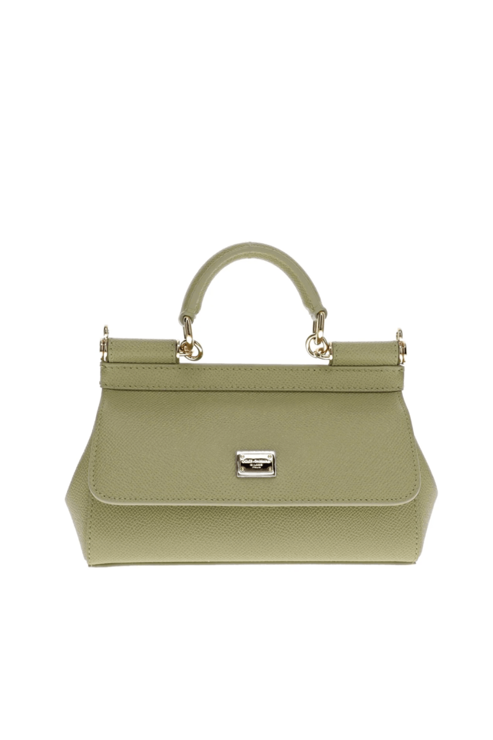 Dolce & Gabbana Mini Sicily Sage Green Leather Top Handle Bag