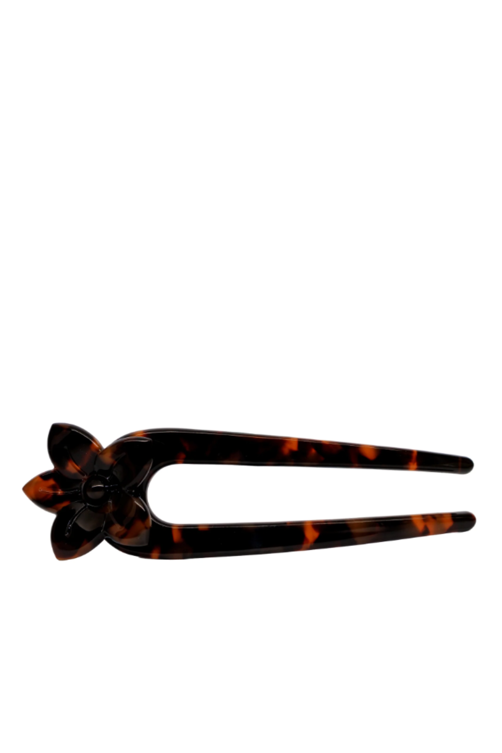 Tortoise Hibiscus French Hair Pin
