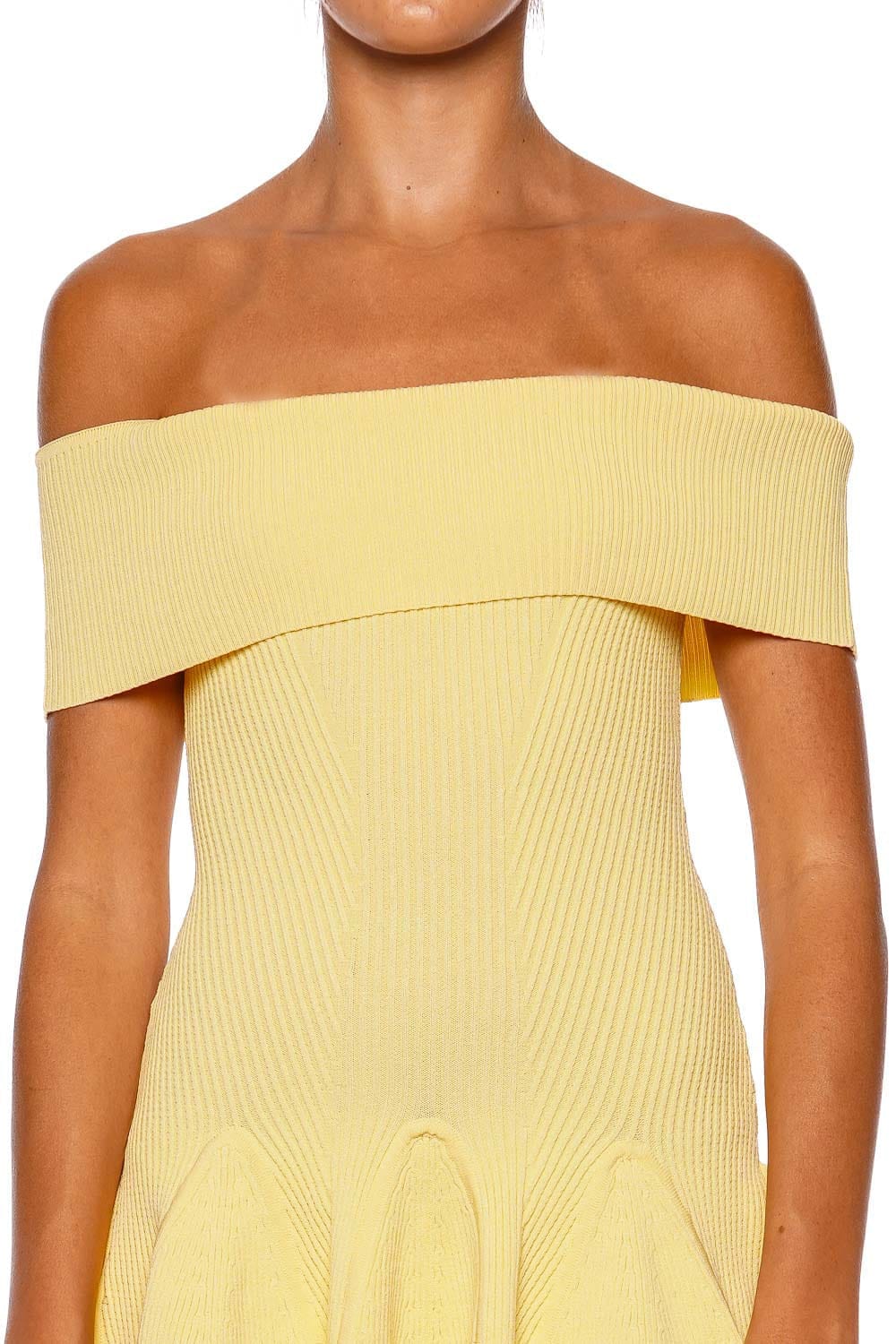 Retrofête Eric Buttercream Off Shoulder Mini Dress