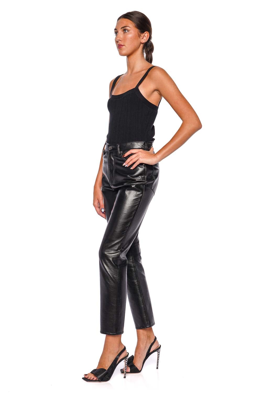 AGOLDE Riley Long Recycled Leather Jean