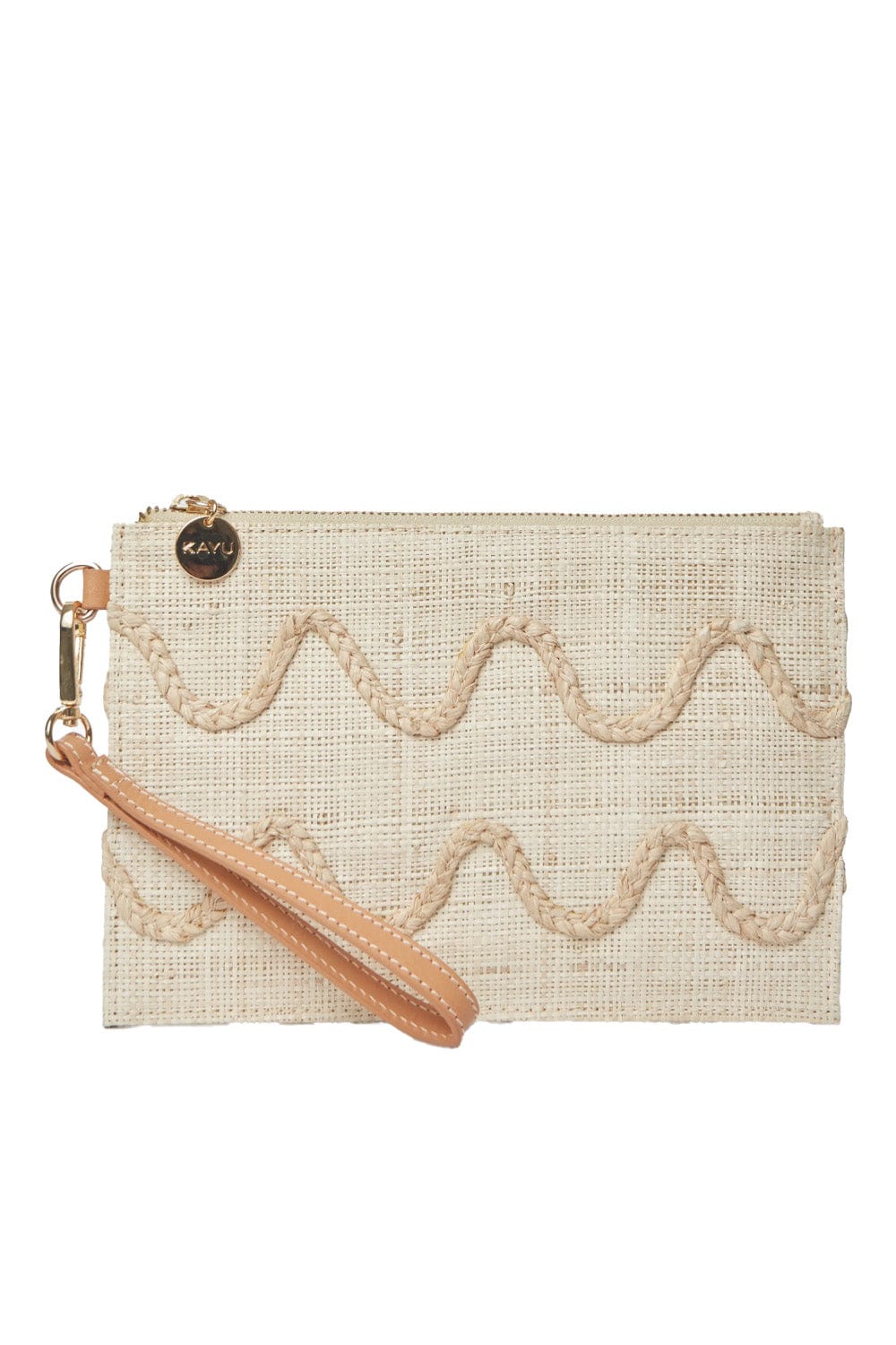 KAYU Irma Embroidered Straw Wristlet Pouch