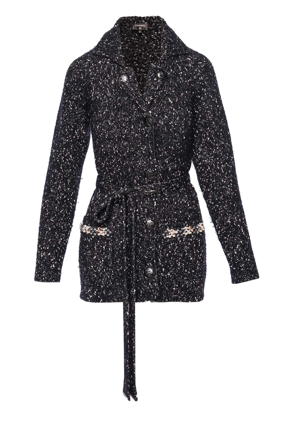Lola's Closet Chanel Resort 2018 Frayed Silk Tweed Pearl Embellished Jacket