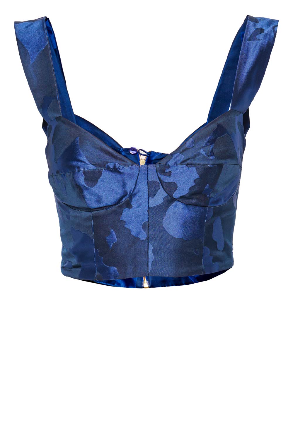 Silvia Tcherassi Nuoro Navy Jacquard Bustier Cropped Top