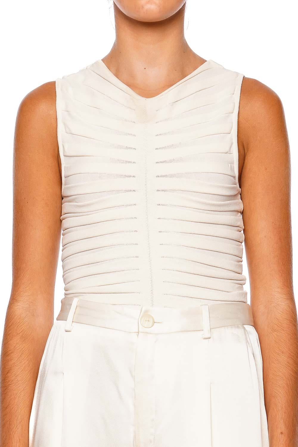 LAPOINTE Cream Matte Wide Ribbed Tank Top